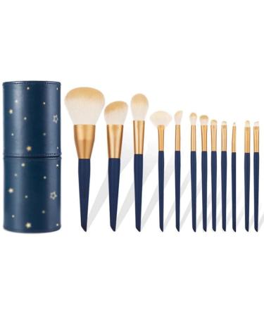 12 Star Action Makeup Brush Set Beginner Soft Hair Powder Brush Powder Blusher Brush Eye Shadow Brush Blue As shown Blue