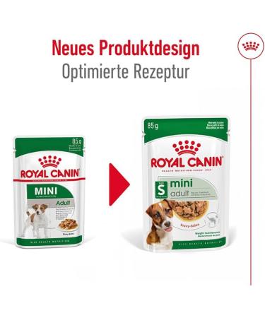 Royal Canin Mini Adult in Sauce | Double pack | 2 x 12 x 85 g | Wet food for small adult dogs (1 to 10 kg) | From 10 months to 12 years | Adjusted energy content - Buy Online on GoSupps.com