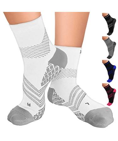 TechWare Pro Plantar Fasciitis Socks Cushion Ankle Compression Socks Women & Men. Achilles Tendonitis Brace & Arch Support Medium White / Gray - Buy Online on GoSupps.com