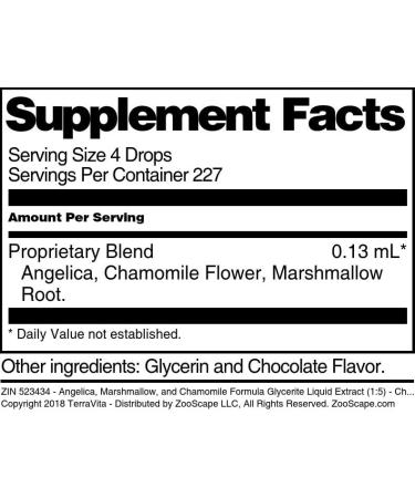 Angelica Marshmallow and Chamomile Formula Glycerite Liquid Extract (1:5) - Chocolate Flavored (1 oz ZIN: 523434) - Buy Online on GoSupps.com