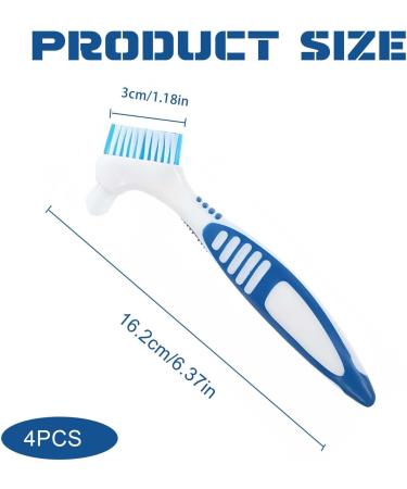 Denture Brush Set | Retainer Cleaner Toothbrush | Portable Double Bristle Head | 4Pcs (Blue Green Purple Orange) - Buy Online on GoSupps.com