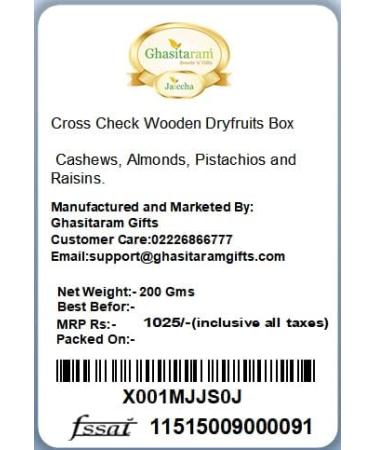 Jaiccha Ghasitaram Christmas Gifts Cross Check Wooden Dryfruits Box Cross Check Wooden Dryfruits Box Cap - Buy Online on GoSupps.com