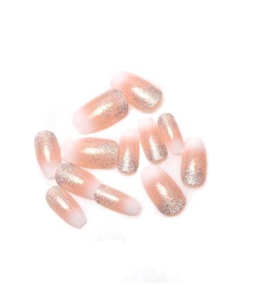 Laza 120pcs Ombre French Fake Nails Set | Glitter Gradient Medium Acrylic Nail Kits for Daily Use - Ballet Coffee Full Cover - Buy Online on GoSupps.com