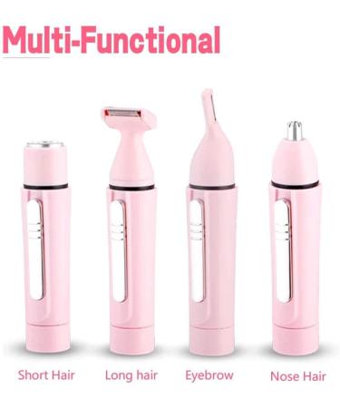 Nose Hair Trimmer Ear Clipper Multi-Function 4 in 1 Professional Electric Eyebrow and Facial Hair Trimmer for Women Battery-Operated Water-Resistant Stainless Steel Blade Cleaning Easily (Pink) - Buy Online on GoSupps.com