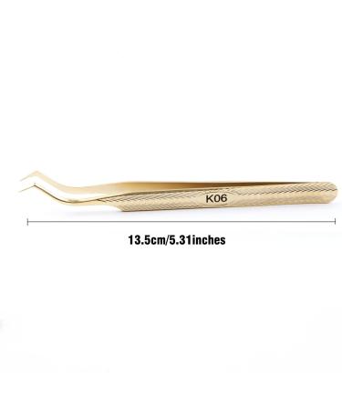 Professional Stainless Steel Lash Tweezers for Mega Volume and Mink Eyelashes - Gold-K06 - Buy Online on GoSupps.com