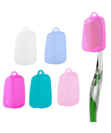Swysgs 5 pieces of toothbrush cover caps toothbrush protective cover toothbrush cover food-safe silicone-toothbrush head covers toothbrush cover for trips at home camping and school