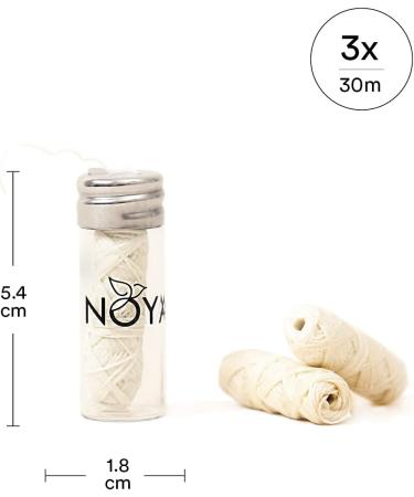 Noya Natural Tooth Silk - Mint Dental Floss | Biodegradable & Sustainable | 3x30m | Reusable Glass Dispenser - Buy Online on GoSupps.com