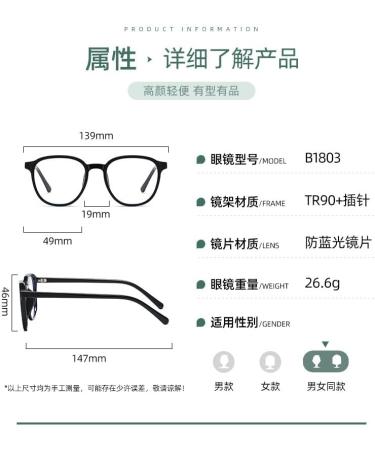 SERONI Pin Temples Round TR90 Blue Light Blocking Glasses for Men & Women - Anti UV Ray Computer & Reading Specs 49mm - Buy Online on GoSupps.com