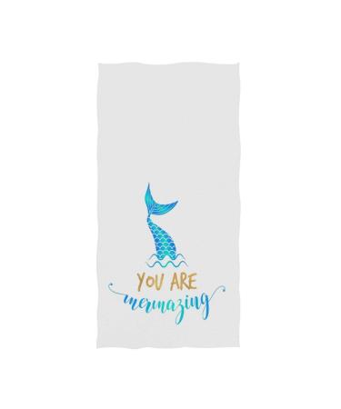 Naanle 3D Beautiful Mermaid Tail Print Soft Guest Hand Towels for Bathroom, Hotel, Gym and Spa (16 x 30 Inches,Blue White) #Mermaid (Print)