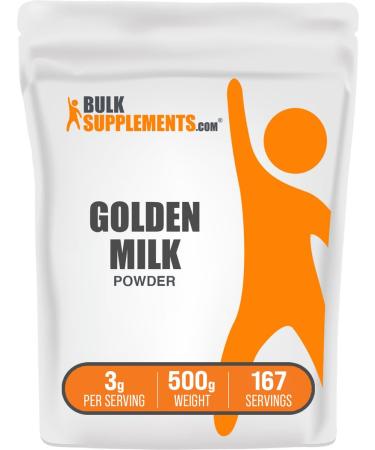 BulkSupplements.com Golden Milk Powder - Golden Milk with Turmeric and Ginger Black Pepper and Cinnamon Powder Superfood Supplement - Gluten Free 3g per Serving 500g (1.1 lbs) (Pack of 1) 17.6 Ounce (Pack of 1)
