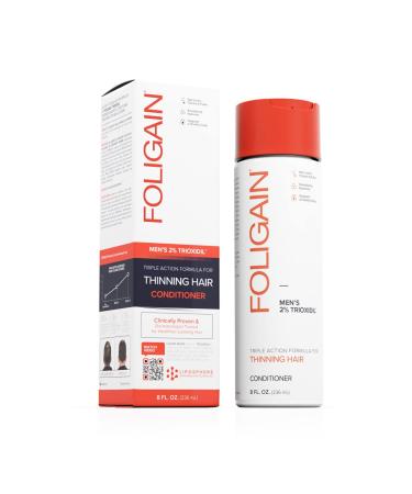 Foligain Triple Action Conditioner For Thinning Hair, Volumizing Conditioner for Men, 8 Fl. Oz. Triple Action Conditioner - Men