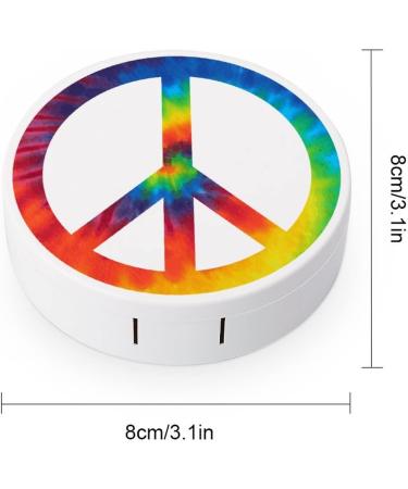 Tie Dye Peace Symbol Round Case For Contact Lens Kit Storage Box with Mirror Printed - Buy Online on GoSupps.com