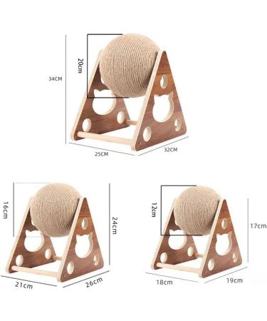 Interactive Sisal Rope Cat Scratching Ball Toy with Solid Wood Base - Medium Size - Buy Online on GoSupps.com