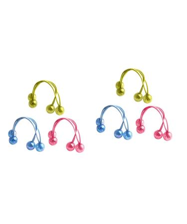 FOMIYES 6 Pairs Pink Elastics Hair Ties Bracelets Beads Hair Bobbles with Balls Hair Accessories Hair Ties with Balls Hair Roller Clips Pony Tail Bands Toddler Elastic Band Acrylic