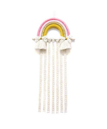 Handmade Bohemian Hair Bows Holder - Rainbow Hanger for Girls Clips - Cream Pink Organizer and Decoration - Buy Online on GoSupps.com