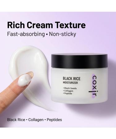 coxir Black Rice Moisturizer Face Cream Hydrating Korean Moisturizer with Niacinamide Collagen & Peptide Complex Radiance Barrier Support Lightweight Non-Greasy(1.69 fl oz) - Buy Online on GoSupps.com