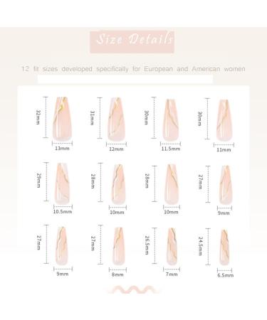 Sinlov 24pcs Coffin Press-On Nails - Nude Pink Swirl Glossy Long Ballerina False Nails Art Tips for Women - Buy Online on GoSupps.com