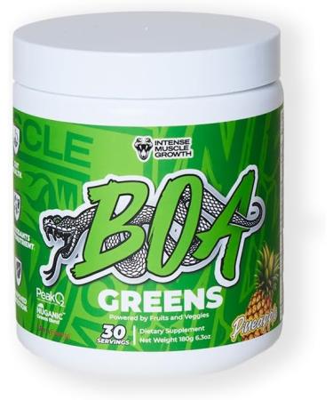 BOA Greens Powder - Organic Superfood Supplement with Fruits and Veggie Blend Antioxidant Mushroom Blends - Supports Digestive Health Gluten Free Non-GMO Vegan (Pineapple - 180g) - Buy Online on GoSupps.com
