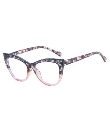 SERONI Tr90 Cat Eye Frame Blue Light Blocking Glasses for Women Men Anti UV Ray Computer Reading Glasses for Women Men Leopard-pink 54 Millimeters