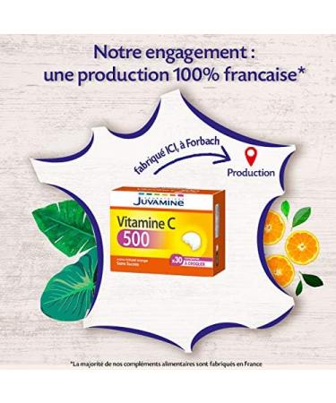 JUVAMINE - Vitamin C 500 - Helps reduce fatigue - Supports immunity - Natural Orange Flavor - Sugar Free - 4 Month Program - - Buy Online on GoSupps.com