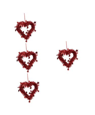 Zerodeko 4pcs Wreath Wedding Party Decoration Supplies Wedding Signs Valentines Heart Hangings Valentines Day Ornaments Valentine s Day Garland Red The Pet Heart-shaped Charm