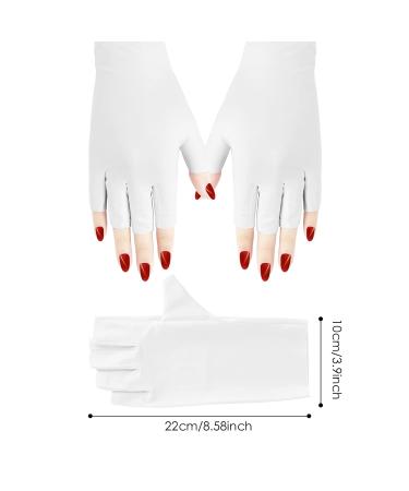 Unaone Anti UV Gel Manicure Gloves - 2 Pairs | UV Shield Protection for Gel Nail Lamp | Fingerless Design for Nail Art | White - Buy Online on GoSupps.com