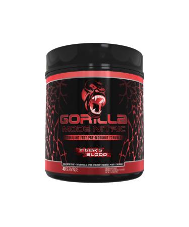 Gorilla Mode Nitric Stimulant Free Pre-Workout – Best Tasting and Most Effective Stimulant Free Pre-Workout / Massive Pumps · Vasodilation · Power / 646 Grams (Tigers Blood)