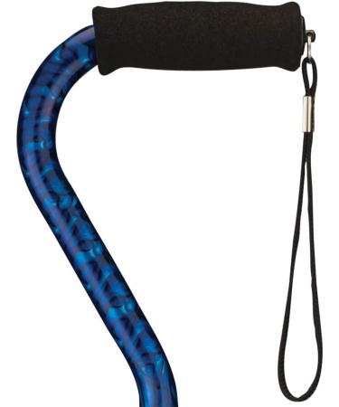 NOVA Sugarcane Walking Cane with Quad Tip Base & Carrying Strap - Blue Rain Waves Design - Buy Online on GoSupps.com