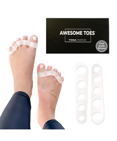 Natural Toe Spacers & Separators Fast Pain Relief from Hammertoe & Bunions | Food Grade Silicone Toe Stretchers Used for Walking Running & Yoga Practice | Medium