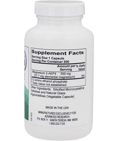 Advanced Research - 2-AEP Magnesium 500 mg. - 200 Vegetarian Capsules_AB - Buy Online on GoSupps.com