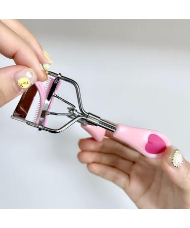 Stainless Steel Eyelash Curler with Built-in Comb Pain-Free, Fits All Eye Shapes, 5 Silicone Refill Pads Included (Light Pink) - Buy Online on GoSupps.com