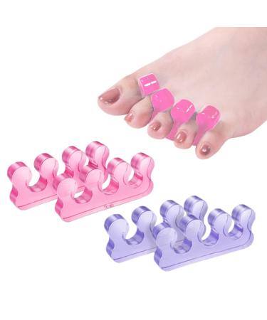 ZaxSota Toe Spreader for Nail Polish Application Toe Separators for Nail Polish Soft Gel Pedicure Kit. Pink and Purple
