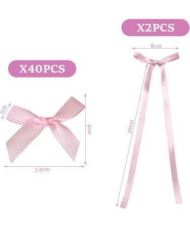 40 Pieces Of Bow Hairpins 2 Pieces Of Streamer Hairpins Small Hairpins Pink Bows Baby Hairpins Girl Hairpins - Buy Online on GoSupps.com