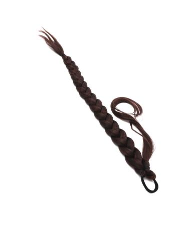 minkissy Wig Synthetic Wrap Around Braided Ponytail Hair Extensions for Women - High Temperature Wire Braid Ponytail Extension Tails Hair Extensions Ponytail Extension for Black Women 80X3CM Dark Red