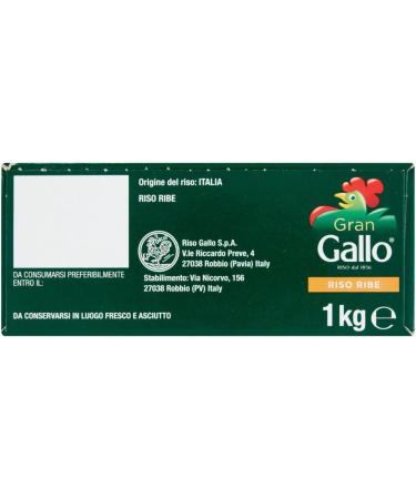  Italian Gourmet E.R. Gran Gallo Riso Ribe - 100% Italian Rice - Ideal for any type of recipe - Cooking time 15 minutes - 1kg pack + 400g box - Buy Online on GoSupps.com