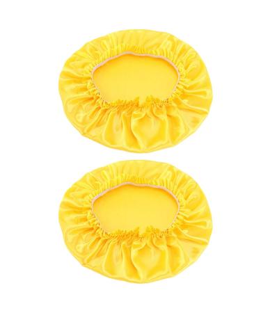 2 Pcs Satin Sleeping Cap Round Shower Caps Hair Cover Bonnet Chemotherapy Cap Hair Protector Hair Loss Cap Hair Salon Beauty Caps Yellow