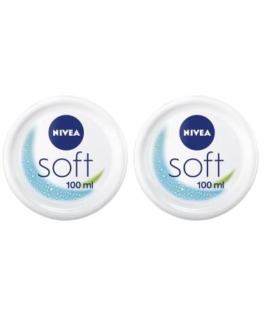 Nivea soft refreshing moisturizer (100 ml) light cream with vitamin E and 100% natural jojoba oil quick retracting skin cream for noticeably relaxed skin (pack with 2) Clear 100 ml (2 pack)