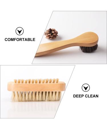 Lurrose Nail Cleaner Set - 3 Natural Bristle Brushes with Wooden Handles for Fingernail & Toenail Cleaning - Eco-Friendly Boot Brushes - Buy Online on GoSupps.com