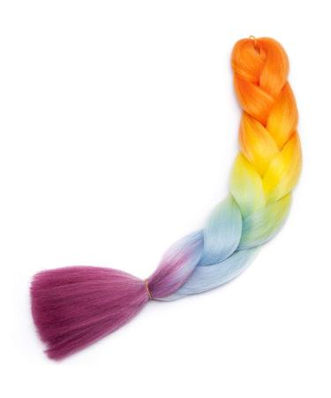 Shop Tess Braids Extensions - 60 cm Jumbo Kanekalon Ombre Hair Braids (3 Pack) in Blue/Red/Orange - Ideal for Box Braids - 100g Per Bundle - Buy Online on GoSupps.com