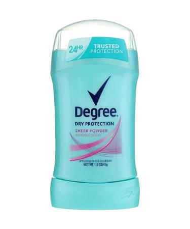 Degree Invisible Solid 1.6oz (45g) Deodorant & Anti-perspirant for Women Sheer Powder (Pack of 6)