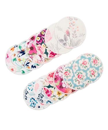 Bamboo Nursing Pads (12 Pack) | Reusable & Washable | Babygoal Breastfeeding Pads with Wet Bag | New Mom Gift | 12NP02 01 Flowers-Plain Shape - Buy Online on GoSupps.com