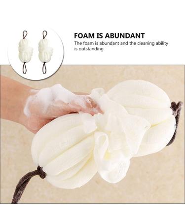 Uonlytech 2pcs Bath Ball & Loofah - Soft White Sponge for Exfoliating Cleansing & Showering | Body Washing Brush & Towel - Buy Online on GoSupps.com