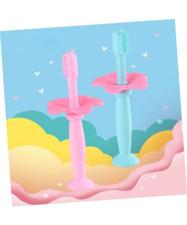 Frcolor Silicone Bristle Toothbrush for Kids - 2 Pack Baby Training Toothbrushes in Pink | Gentle Oral Care - Buy Online on GoSupps.com