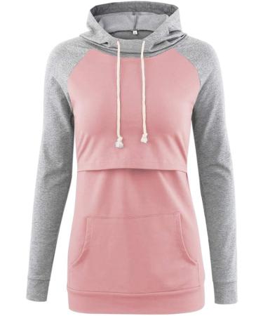 Love2Mi Women's Maternity Nursing Shirt - Layered Wrap Design - A-pink/Grey S - Buy Online on GoSupps.com