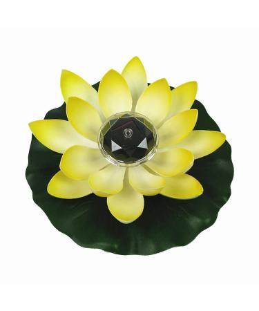 Solar Flower Light Artificial Lotus Shape Garden Pool Lamp Night Light Solar Pool Light Creative Solar Light (Color : Pink) (Yellow)