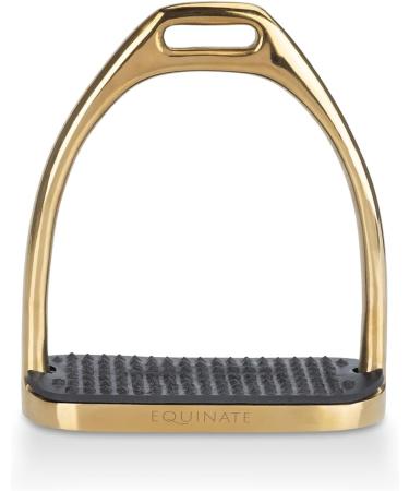 Equinate Stirrups Luna 10cm Gold - Anti-Slip Rubber Tread | Ideal for Adults & Children - 2 Pieces - Shop Internationally - Buy Online on GoSupps.com