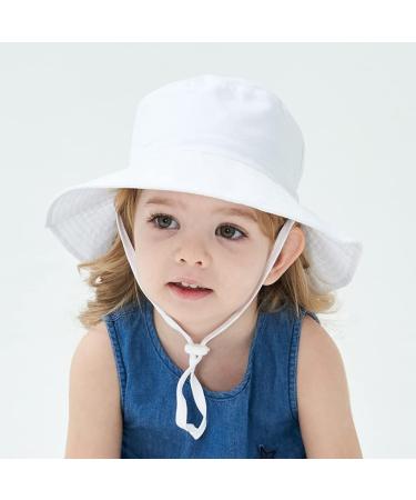 XYIYI Kids Bucket Hat | Adjustable Sun Hat for Boys Girls 2-6 Years | Breathable Beach Hat - White - Buy Online on GoSupps.com