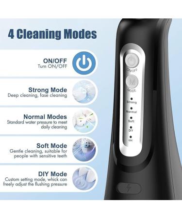 Water Dental Flosser - Cordless Oral Irrigator 4 Modes IPX7 Waterproof for Home & Travel - Ideal for Teeth Braces & Bridges (Black - Buy Online on GoSupps.com