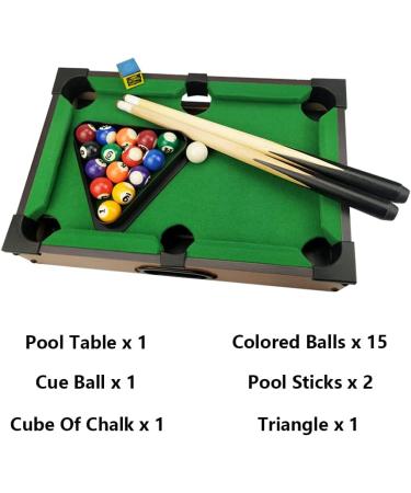 Benfu Mini Table Billiards Game Set - Includes Pool Table, 15 Colorful Balls, Cue Ball, Sticks, Chalk & Triangle - Perfect for Home and Office Desktop Fun - Buy Online on GoSupps.com
