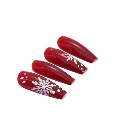 Brishow Christmas Nails | 24 Red Long Press-On Snow Nails for Women & Girls - Buy Online on GoSupps.com